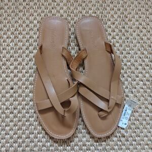 Madewell Boardwalk Bare Leather Sandals English Saddle Size 8 NWT